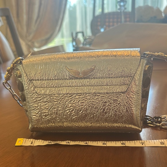 Zadig & Voltaire silver foil leather mini Bag, silver metal chain. Rare Find! - Picture 6 of 12